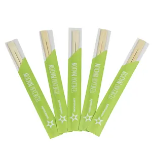 Logo personalizzato stampato pacchetto individuale eco friendly carta avvolta usa e getta bacchette di bambù naturale