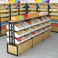 Présentoir à snacks en bois double face pour supermarché-Vitrine de bonbons et biscuits en vrac avec étagère réglable