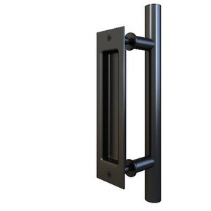 Heavy Duty Powder Coated Black Finish Matches Industrial Design Hardware Kits Flush Pull Barn Door Handle - Product Image 6