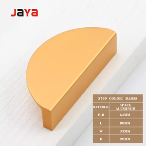 Gagang Kabinet Setengah Lingkaran Aluminium JAYA Hitam Emas, Tarikan Laci Setengah Bulat untuk Lemari Dapur dan Pintu Lemari Pakaian - Product Image 5
