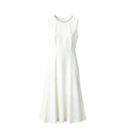 Robe pour femme élégante mi-longue, sans manches, couleur unie, boutons perlés, col rond, nouvelle collection été, idéale pour les fêtes de bureau