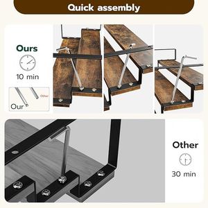 3 Tier Spice Rack Organizers Expandable Cabinet Organizers for Kitchen Organization <b>Rustic</b> Brown Wood and Metal Tiered <b>Shelves</b> - Product Image 2