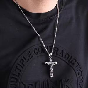 Cruz de acero inoxidable antigua crucifijo joyería Colgante hombres cristiano religioso declaración oro Cruz colgante Jesús collar - Product Image 4
