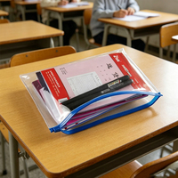 Sac en PVC noir personnalisé avec fermeture éclair, transparent, format A4/A5/A6, étui à crayons et pochette pour documents et factures