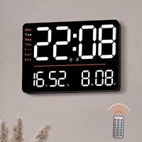 Jam Dinding Digital LED Layar Besar Minimalis Nordik dengan Remote Control, Tampilan Hitung Mundur Hari, Suhu, dan Kelembapan, OEM ODM