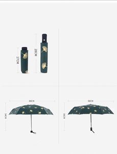 Parapluies pliants automatiques coupe-vent motif feuilles de Ginkgo Biloba pour femmes, protection UV - Product Image 3