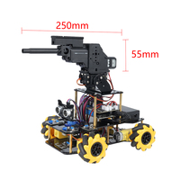 Kit de réservoir de robot contrôlé par WiFi avec support de pistolet et capteur d'évitement d'obstacles Omni Wheels Jouet de codage mobile pour kit de robotique Arduino