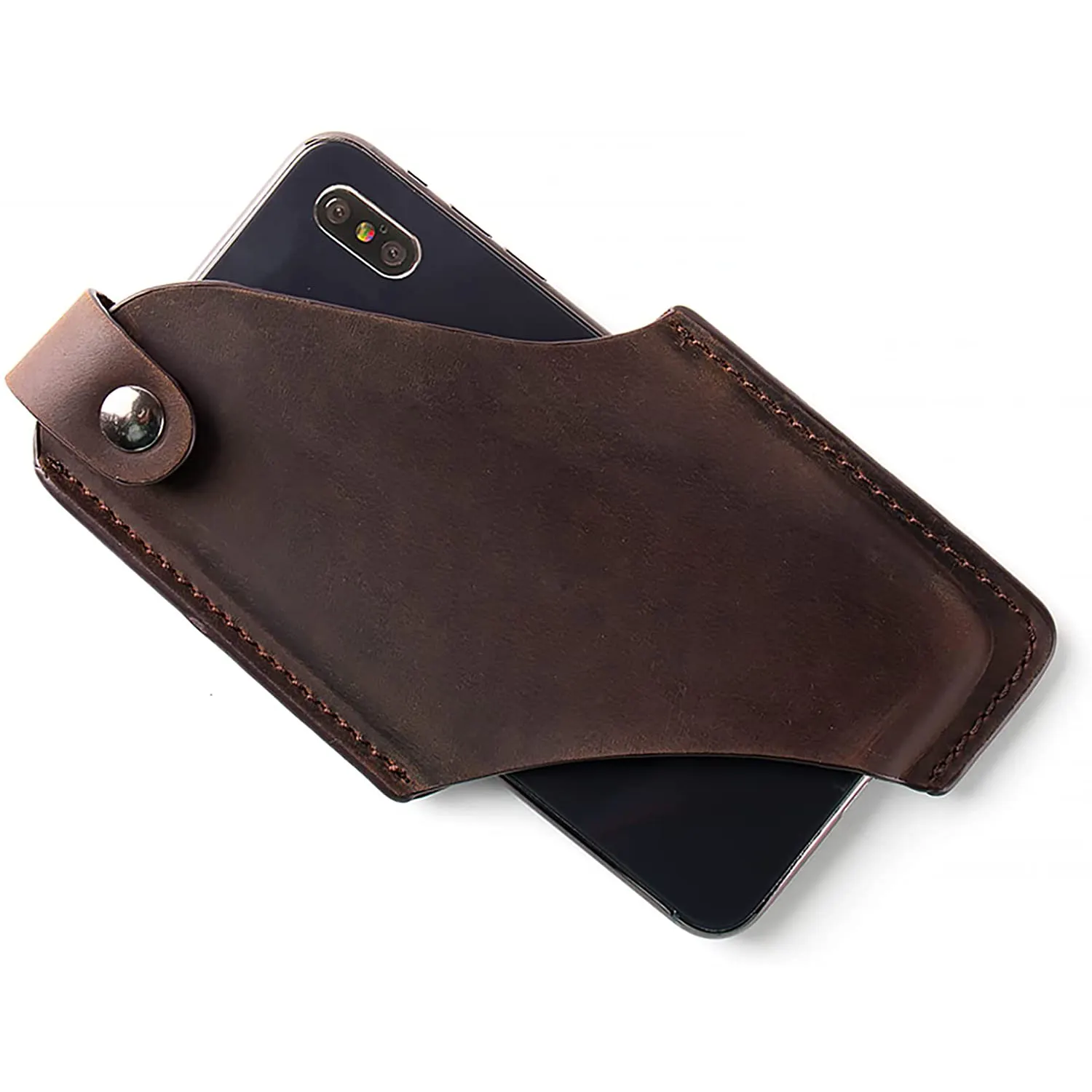 Gentlestache Leather Phone Holster Phone Holder for Belt Loop Leather Phone Case Leather Belt Pouch with Magnetic Button