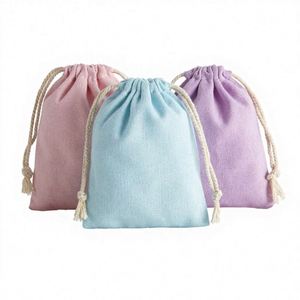Sac de rangement en flanelle de coton avec cordon de serrage pour emballage de bijoux, style minimaliste, logo imprimé, plusieurs tailles, vente en gros usine - Product Image 1
