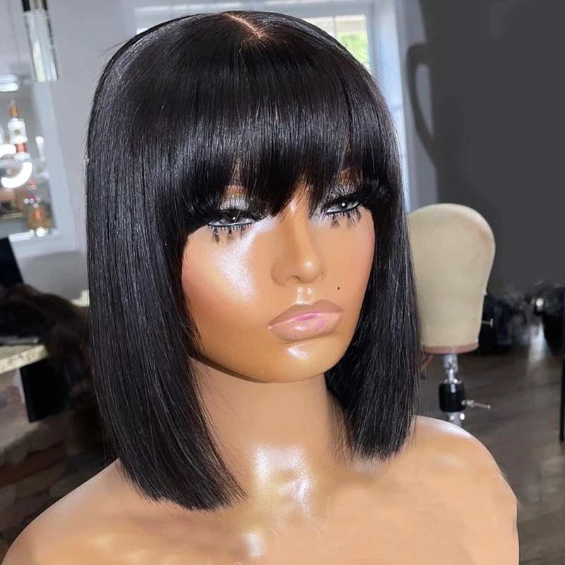 Peluca falsa del cuero cabelludo con Bob Bangs