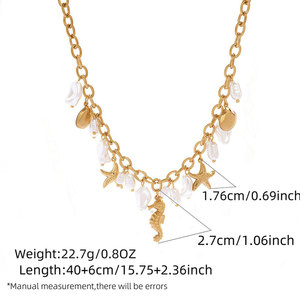 Collares de Moda Hawaiana de Verano, Joyería de Acero Inoxidable 316L, Collar de Perlas Marinas Chapado en Oro de 14k y 18k para Mujer - Product Image 6
