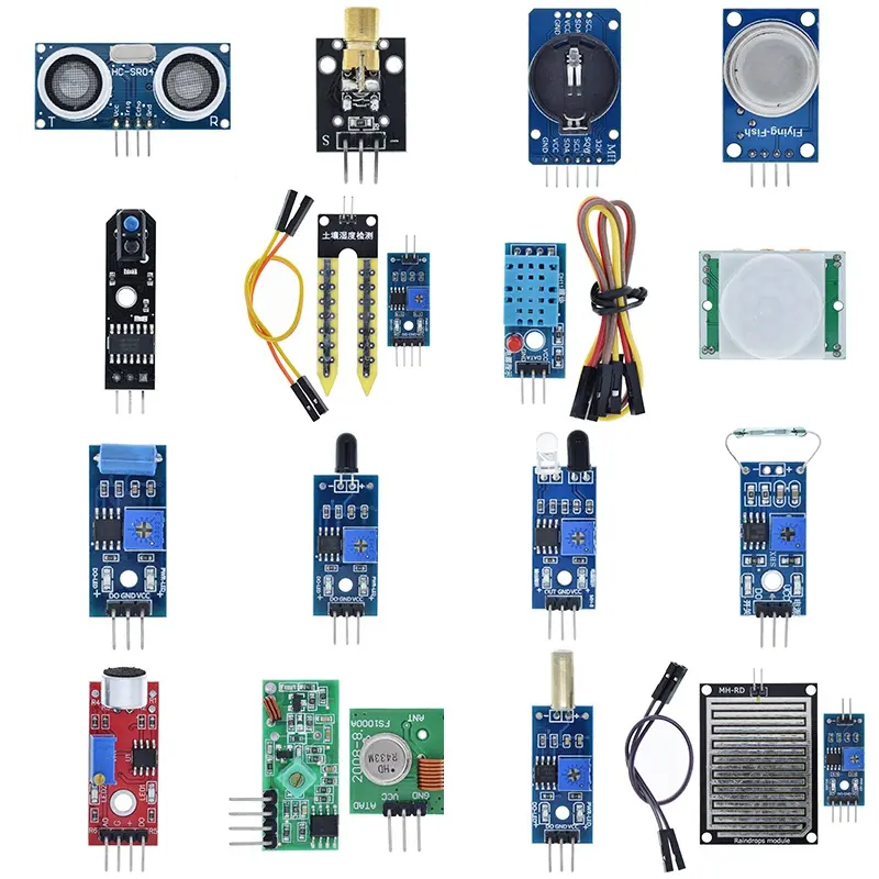 TZT 16pcs/lot Raspberry pi 2 3 the sensor module package 16 kinds of sensor for arduino kit