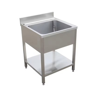 Évier à compartiment unique avec dosseret complet et étagère ouverte en dessous, <span class=keywords><strong>quatre</strong></span> pieds robustes pour restaurant, hôtel - Product Image 2