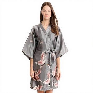 Women Silk Satin short Wedding Bride Bridesmaid Robe Kimono Robe Bath Robe Large Size Sexy Bathrobe - Product Image 1