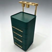 Chariot de rangement de luxe pour outils de coiffure avec roulettes, poignée dorée, tiroirs multiples, couleur personnalisable, support de salon, vente en gros