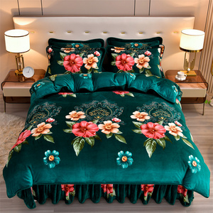 Juego de ropa de cama de cuatro piezas de terciopelo frágil de terciopelo de visón dorado de terciopelo grueso de alto gramo - Product Image 5