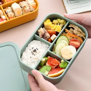 3 Compartment Silicon Bento Leakproof School Children Kid Lonchera Bengo Silicone Bento Lunchbox Lunch Box With Lid