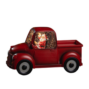 Boîte à musique rétro boule <span class=keywords><strong>de</strong></span> cristal décorations <span class=keywords><strong>de</strong></span> Noël transfrontalières voiture rouge camion <span class=keywords><strong>de</strong></span> neige artisanat en résine - Product Image 5