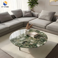 Table basse en quartz rose de luxe KT STONE, effet marbre organique irrégulier en pierre précieuse rose