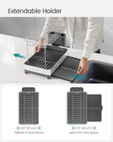 SONGMICS organisateur d'ustensiles de cuisine 2 niveaux en acier inoxydable 304 au-dessus de l'évier égouttoir à vaisselle pour comptoir de cuisine