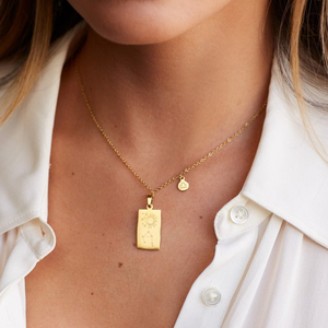 Collier de cartes de Tarot du zodiaque rempli d'or 18K, étanche et Original, Non terni - Product Image 3