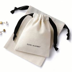 100 Organic Cotton <b>Pouch</b>, Custom Jewellery Package, Custom Dust Bag, Favor Bags, Cotton <b>Drawstring</b> Jewelry Package With Logo - Product Image 1