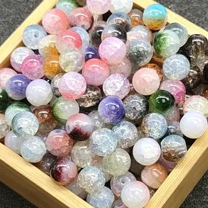 50 pz/borsa 10mm glassa colorata Crack perle di vetro per la creazione di gioielli fai da te accessori gioielli proteine calcedonio perline sciolte