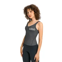 Camiseta sin mangas con sujetador incorporado para mujer, ropa de Yoga Sexy con sensación desnuda y cuello de pico, camiseta sin mangas para Fitness y gimnasio