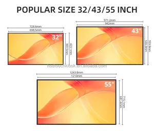 Pantalla LCD dividida para publicidad, tablero de Menú digital para restaurante, 32 "43" 55"
