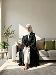 Fabricante de Abayas, Moda 2024, Ropa Interior Islámica de Poliéster Transparente para Mujer, con Cuentas y Cuadros, de Secado Rápido y Transpirable (1425) - Product Image 1