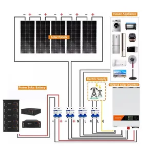 Hệ thống lưu trữ năng lượng mặt trời lai 20kW 30Kw 50kw 100kw 150kw 200Kw 1mW tắt trên hệ thống năng lượng mặt trời lưới với pin lithium