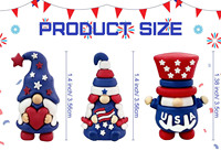 Mini figurines de gnomes patriotiques pour le 4 juillet, Jour de l'Indépendance, décorations de table, elfes, ornements de bureau, décorations de gâteaux pour la maison et les fêtes