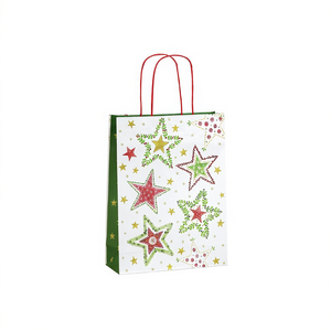 Paquete de 10 Bolsas de Regalo Navideñas con Diseño de Estrella, Bolsas de Papel Decorativas con Asas Rojas para Regalos de Navidad - Product Image 2