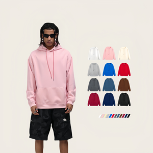 Hoodie pria kosong 350Gsm, Pullover kualitas tinggi, kasual, logo kustom, Hoodie Sweatshirt warna murni - Product Image 1