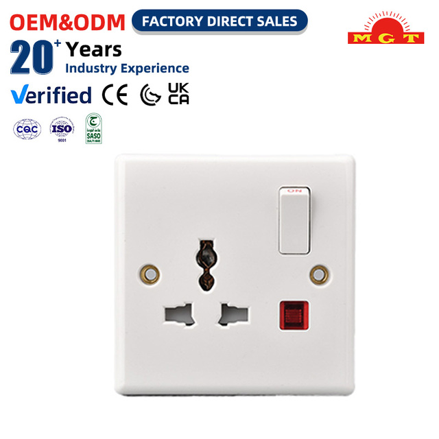 Wholesale Customize Creative Design Multi Functional Switched Socket 13A UK Standard Wall Switch Socket with Neon
