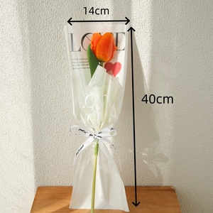 Evergreenwrap - Fundas Transparentes Impermeables para Rosas Individuales con Estampado de Amor, Bolsas para Flores de Primera Calidad, Envoltorios Florales para Manualidades, Venta al por Mayor - Product Image 2