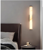Applique murale LED moderne de luxe en cuivre pour chambre à coucher et hôtel, éclairage décoratif intérieur en albâtre naturel avec abat-jour en albâtre