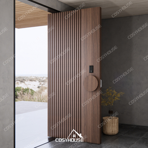 Cosyhouse <span class=keywords><strong>porte</strong></span> principale extérieure en bois dur personnalisée portes <span class=keywords><strong>d</strong></span>'<span class=keywords><strong>entrée</strong></span> modernes en bois massif portes pivotantes extérieures en bois pour maisons - Product Image 1
