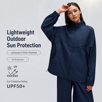 Veste de protection solaire UPF 50+ pour femme, légère, respirante, avec empiècements en maille, hydrofuge, coupe ample, col montant, infroissable