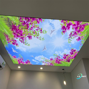 Leart plafond thạch cao tấm Trần giá UV đồ họa in hoa thiết kế 3D bức tranh tường trần hình nền - Product Image 6