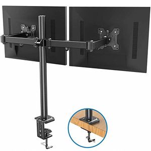 ขาตั้งจอคู่แบบ Heavy-Duty สำหรับจอ LCD LED ขนาด 13-27 นิ้ว พร้อมตัวหนีบแบบกลไกที่ทนทานและขาตั้งแบบตั้งโต๊ะสำหรับจอ LCD 2 จอ - Product Image 4