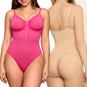 Body string sculptant sans couture avec bretelles réglables et fermeture éclair frontale, Gaines colombiennes pour le contrôle du ventre et un ventre plat - Product Image 3