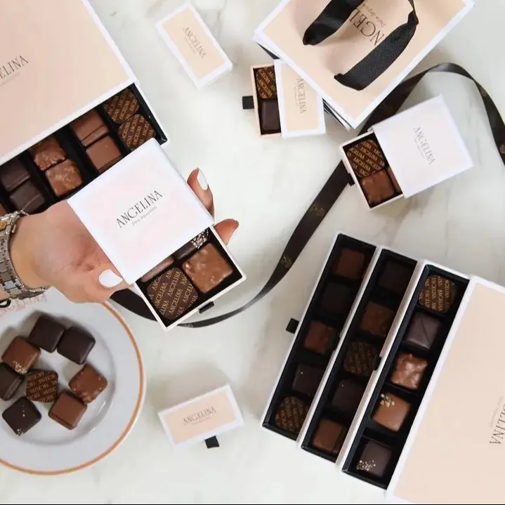 Caixa De Doces De Chocolate De Embalagem De Papel De Luxo Personalizado Com Caixa Divisória Para 4 6 8 12 16 20 32 Peças De Embalagem De Chocolate