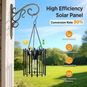 <span class=keywords><strong>KOOPER</strong></span> Lanternes solaires LED d'extérieur, étanches, marche/arrêt automatique, suspendues, décoratives, en métal, pour allée de jardin, lot de 2 - Product Image 4
