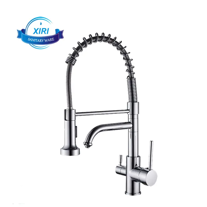Brass Chrome Three In One Kitchen Faucet Cold And Hot Water Dishwasher Sink Direct Drinking Pure Water Faucet XiRi-8890