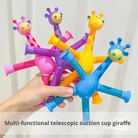 Jouet éducatif et anti-stress en plastique, girafe télescopique lumineuse transformable à ventouse, motif dessin animé pour jeunes, pour l'international