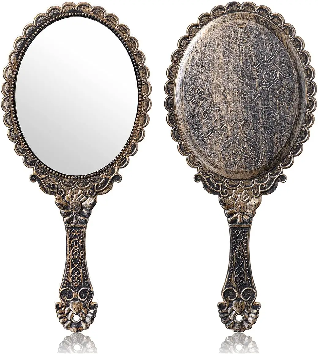 Specchio da viaggio portatile per trucco decorativo vintage con specchio a mano retrò