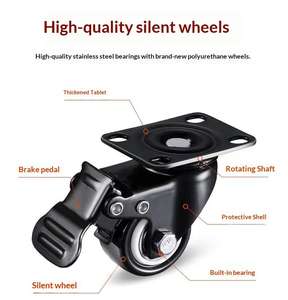 Rodízio Industrial Preto de Eletroforese com Roda Giratória de Borracha Silenciosa de 3 Polegadas para Equipamentos de Carrinhos Médicos - Product Image 5