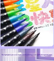 Lot de 24 marqueurs acryliques scintillants en plastique, stylos surligneurs perlés à paillettes pour cahiers, dessins colorés pour enfants et étudiants
