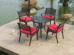 أثاث خارجي ألومنيوم السبك بالقوالب طقم طاولة عشاء عشاء مجموعة نزهة الفناء الخلفي الجدول فناء أثاث غرفة الطعام أطقم للحديقة - Product Image 3